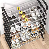 Стійка для робочого взуття Shoe Rack 6 полок 56х28х113см, Складна стійка NS-160 для взуття, фото 5