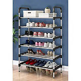 Стійка для робочого взуття Shoe Rack 6 полок 56х28х113см, Складна стійка NS-160 для взуття, фото 4