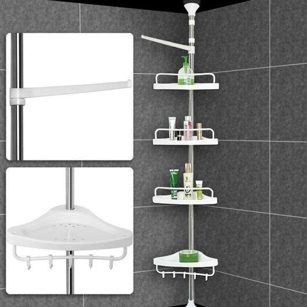 Кутова полиця у ванну Multi Corner Shelf AD 9866 з металу та пластику 2.6 метра, 4 OL-540 полиці, регульована