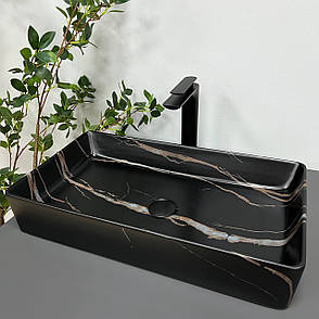 Умивальник (раковина) VBI TRIEST BLACK STONE MATT накладний, фото 1