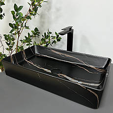 Умивальник (раковина) VBI TRIEST BLACK STONE MATT накладний, фото 4