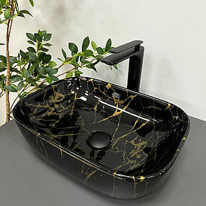 Умивальник (раковина) VBI RAVENNA MARBLE BLACK GLOSSY накладний, фото 1
