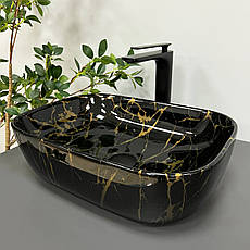 Умивальник (раковина) VBI RAVENNA MARBLE BLACK GLOSSY накладний, фото 4