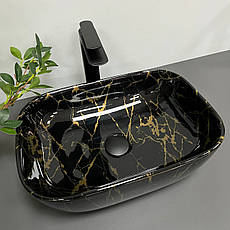 Умивальник (раковина) VBI RAVENNA MARBLE BLACK GLOSSY накладний, фото 5