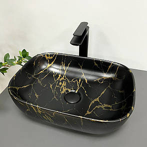 Умивальник (раковина) VBI RAVENNA MARBLE BLACK MATT накладний, фото 1