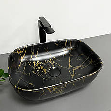 Умивальник (раковина) VBI RAVENNA MARBLE BLACK MATT накладний, фото 4