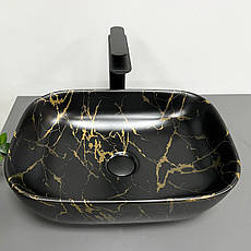 Умивальник (раковина) VBI RAVENNA MARBLE BLACK MATT накладний, фото 5