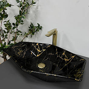 Умивальник (раковина) VBI VENEZIA MARBLE BLACK GLOSSY накладний, фото 1