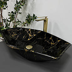 Умивальник (раковина) VBI VENEZIA MARBLE BLACK GLOSSY накладний, фото 5