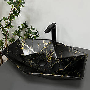 Умивальник (раковина) VBI VENEZIA MARBLE BLACK MATT накладний, фото 1