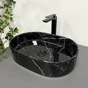 Умивальник (раковина) VBI VERONA 50 BLACK MARMO GLOSSY накладний, фото 1