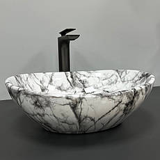 Умивальник (раковина) VBI PARMA STATUARIO BLACK VEINS GLOSSY накладний, фото 4