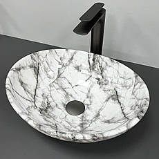 Умивальник (раковина) VBI PARMA STATUARIO BLACK VEINS GLOSSY накладний, фото 5