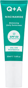 Крем для обличчя сонцезахисний балансувальний SPF50 Q+A Niacinamide Balancing Daily Sunscreen, 50 мл