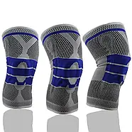 Еластичний наколінник із силіконовою та пружинною вставкою для фіксації колінного суглоба 907-50 Сіро-Синій, фото 7