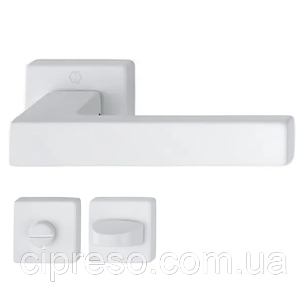 Комплект дверних ручок Austin Алюміній  з покриттям під білий мат +  в комплекті WC, фото 1