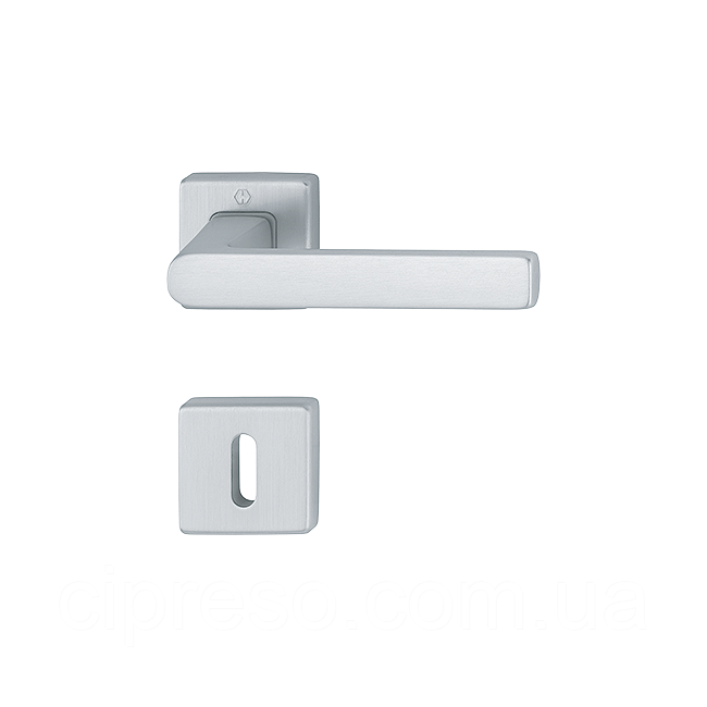 Комплект дверних ручок Brindisi Алюміній з покриттям алюм.мат хром + PC в комплекті, фото 1