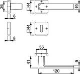 Комплект дверних ручок Brindisi Алюміній з покриттям алюм.мат хром + PC в комплекті, фото 2
