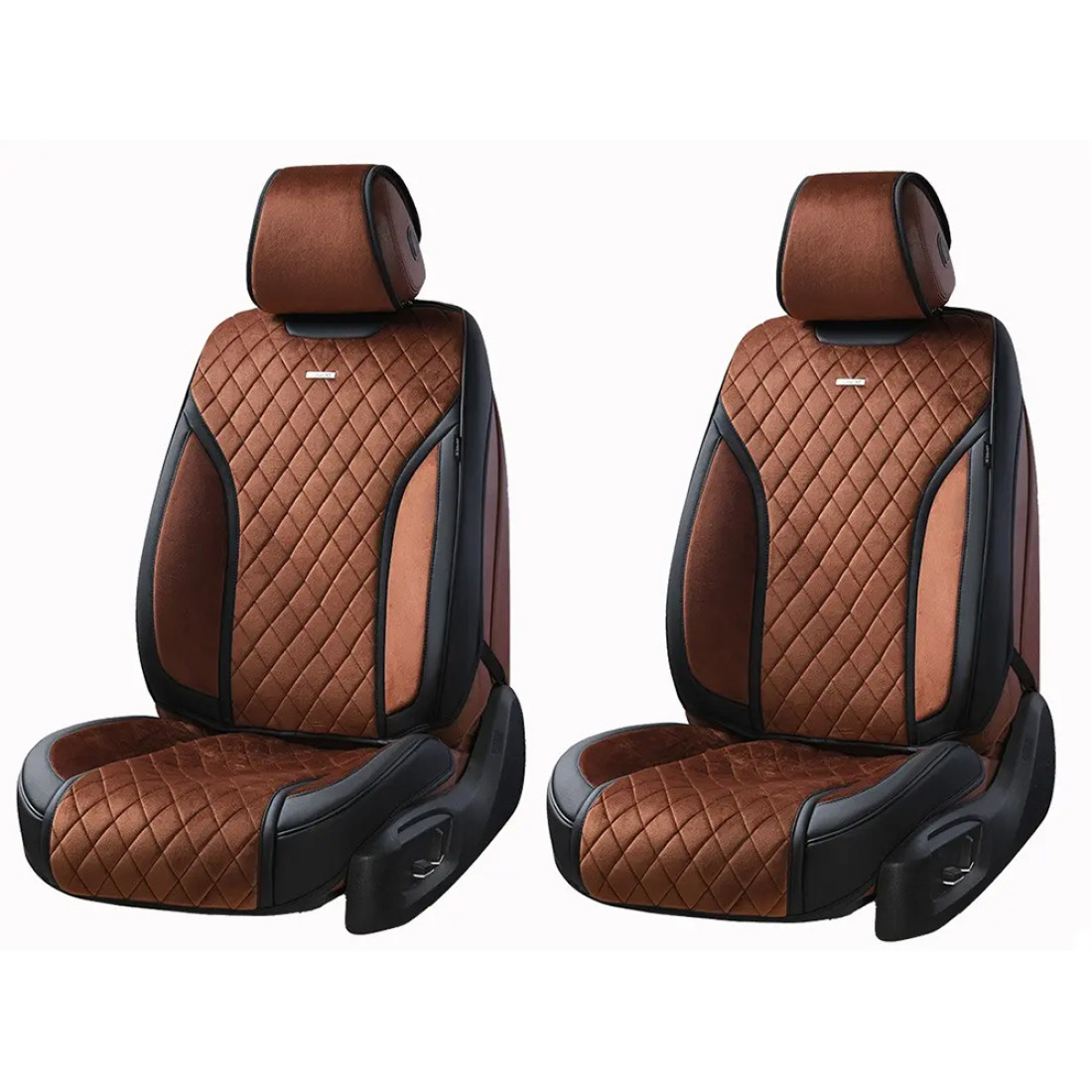 Накидки на сидіння авто ПЕРЕТРИМАННЯ 3D ELEGANT TORINO 700 225 коричневі (алькантара + екошкіра) ПОЛЬША, фото 1