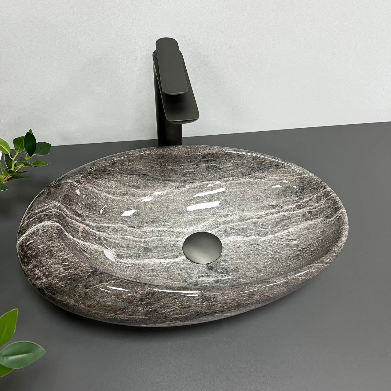 Умивальник (раковина) VBI VICENZA DARK STONE GLOSSY накладний