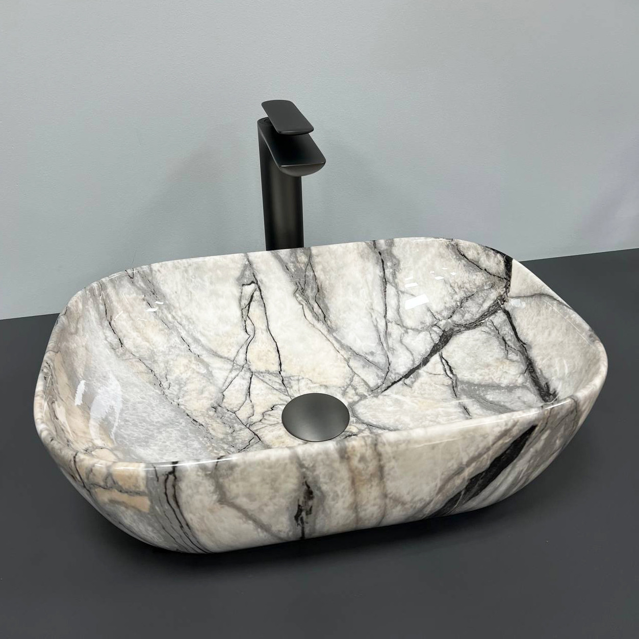 Умивальник (раковина) VBI RAVENNA LIGHT GREY ONYX GLOSSY накладний
