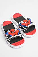 Шлепки детские для мальчика черного цвета с человеком пауком 181119M