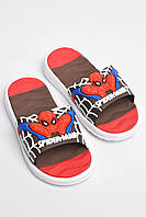 Шлепки детские для мальчика коричневого цвета с человеком пауком 181121M