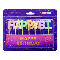 Свічки-букви "Happy Birthday" асорті макарун