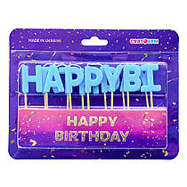 Свічки-букви "Happy Birthday" блакитні