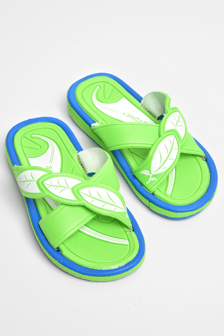 Шльопанці дитячі для дівчинки салатового кольору 181223P, фото 1