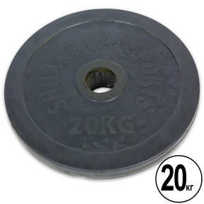 Диски прогумовані для штанги SHUANG CAI SPORTS 20 кг 52 мм для силових тренувань, фото 1