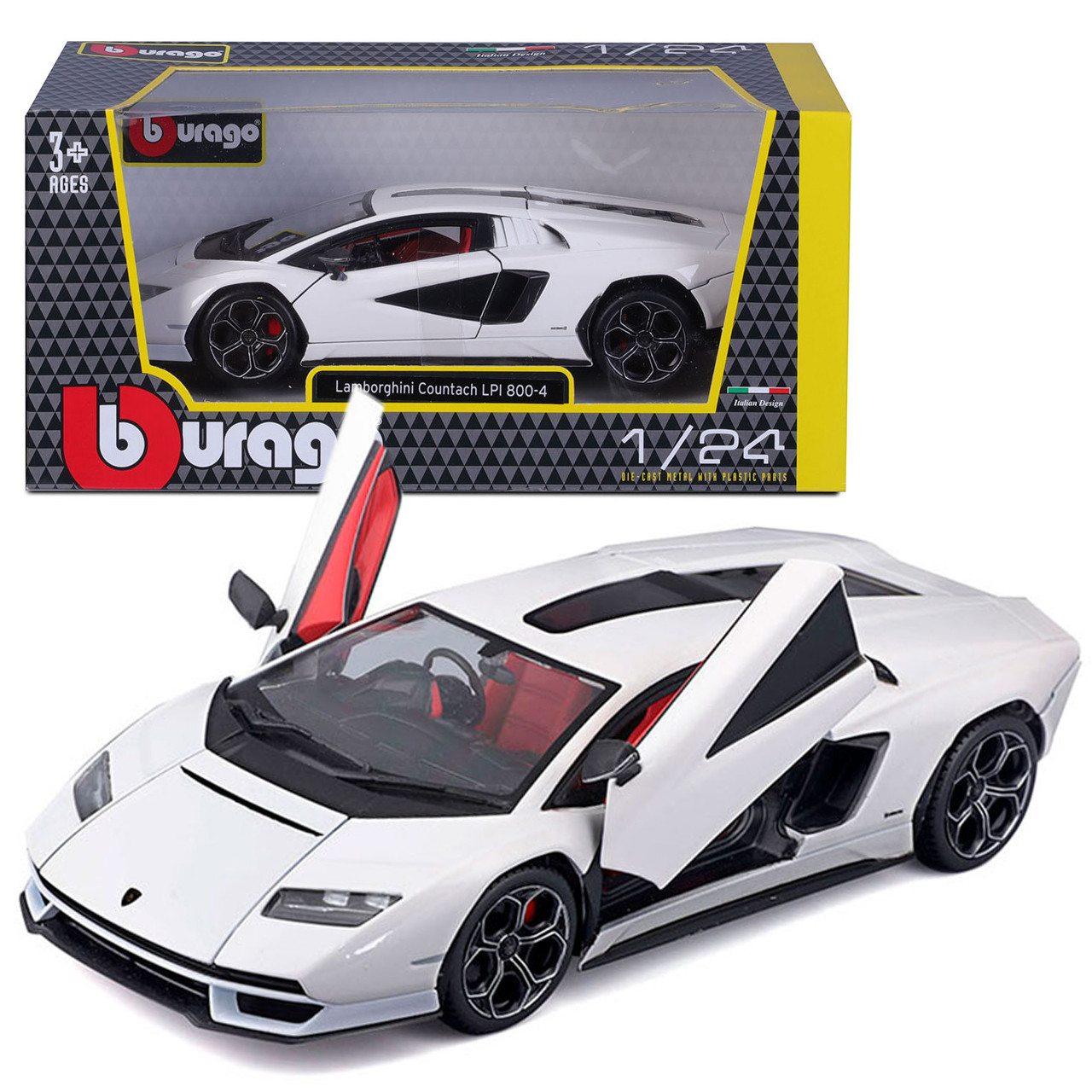 Машинка металева Lamborghini Countach LPI 800-4 Ламборгіні відкр двері 1:24 біла 9*20*4см (18-21102), фото 1