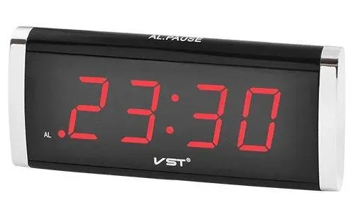 Годинник електронний настільний чорний з підсвічуванням VST 730