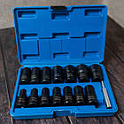 Набір ударних головок 14 шт, 6-23мм, CR-MO, у кейсі / Набір головок торцевих ударних / Головки ударні, фото 8