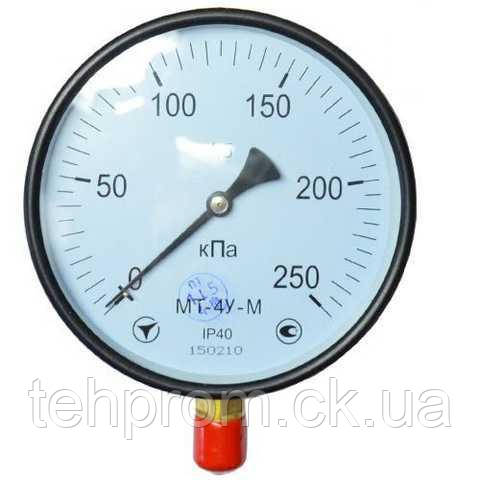 Манометр МТ-4 0-25 кгс/см. кв. клас точності 2.5 штуцер задній центральний фланець
