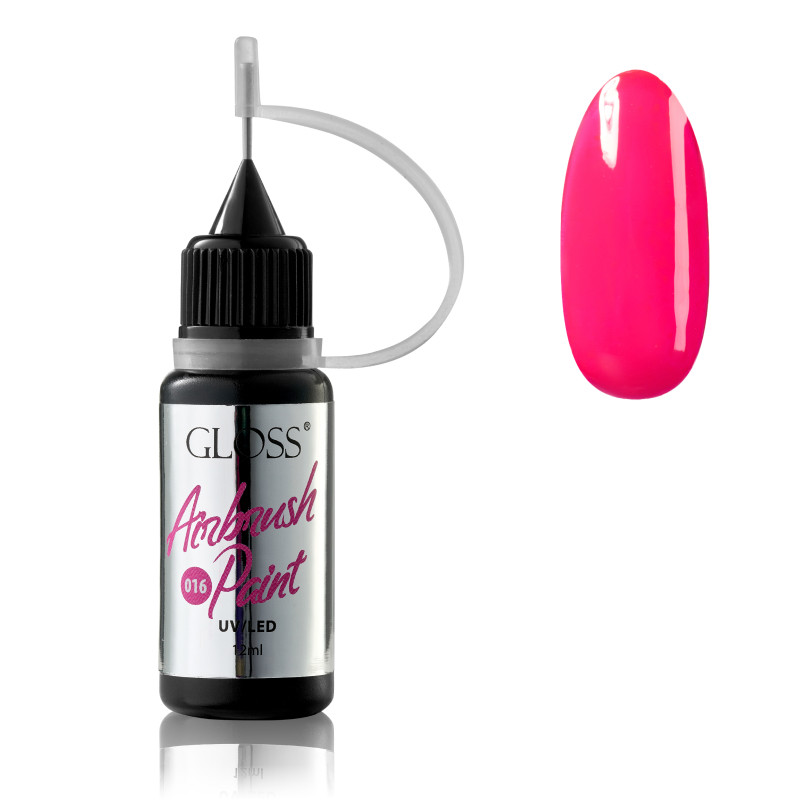 Фарба для аерографа GLOSS Airbrush Paint 016 яскраво-рожева, 12 мл