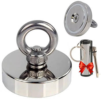 Пошуковий магніт 42мм - 55кг + Подарунок Вічний сірник Make Fire / Неодимовий магніт для пошуку металу