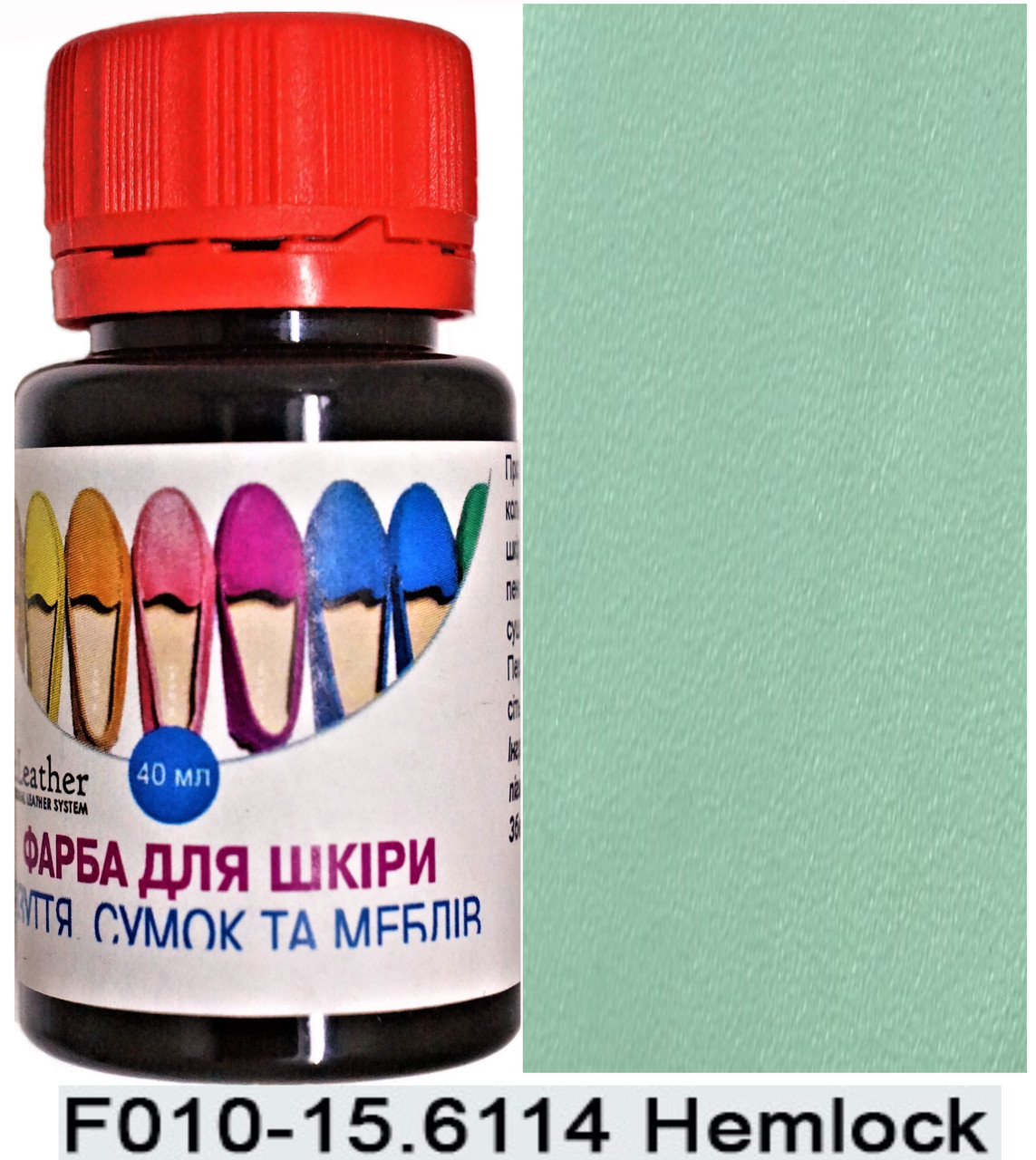 Фарба поліуретанова (водна) для шкіряних виробів 100 мл. Dr.Leather Hemlock (Ніжно-м'ятний)