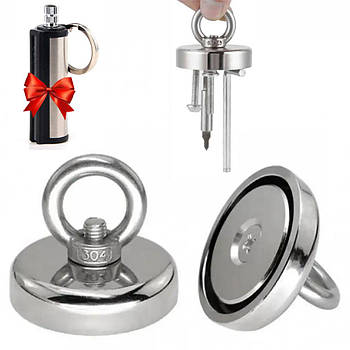 Пошуковий магніт 42мм - 55кг + Подарунок Нескінченний сірник Make Fire / Неодимовий магніт / Односторонній магніт