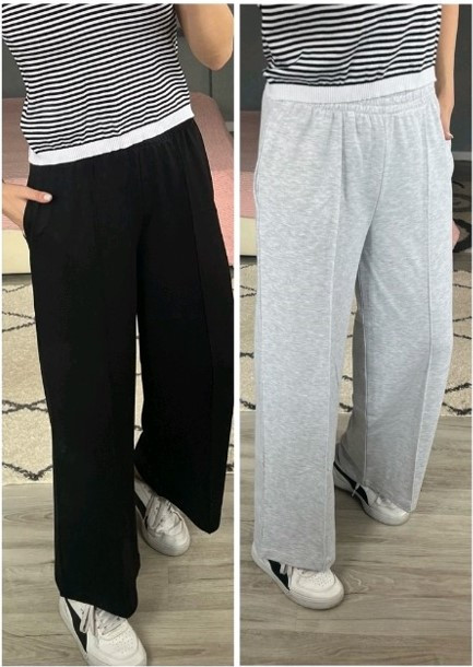 Жіночі трикотажні штани палаццо, чорного кольору, розміри S, M, L, XL