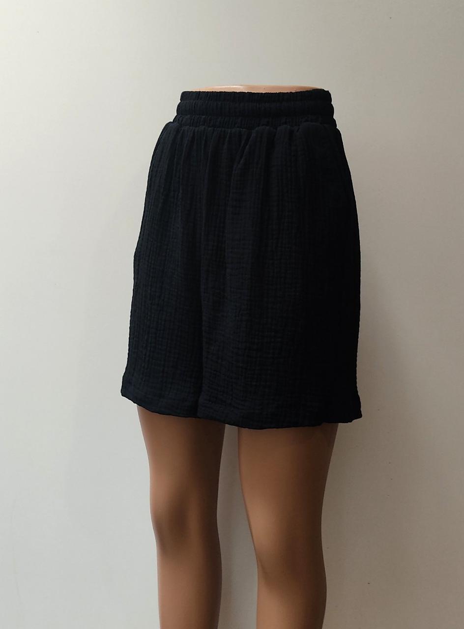 Жіночі шорти з муслінової тканини у чорному кольорі норма розміри s, m, l, xl