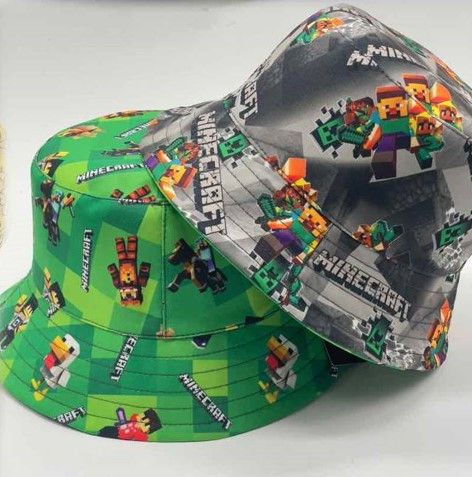 Літня двостороння панама унісекс МАЙНКРАФТ (Розмір 50-52,53-54,54-55,56-57), Чорна/Зелена