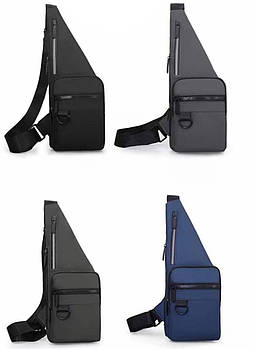 Чоловіча сумка слінг тканинна через плече на блискавці з кишенями 36*15 см у різних кольорах Nina