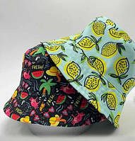 Літня двостороння панама унісекс ФРУКТИ (Розмір 50-52,53-54,54-55,56-57), Чорна/М'ята