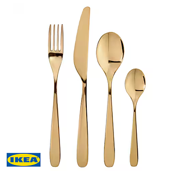 Набір столових приладів IKEA TILLAGD 24 предметів 804.744.53 Золотистий