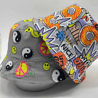 Літня двостороння панама унісекс ЯСКРАВИЙ ПРИНТ (Розмір 50-52,53-54,54-55,56-57), Сіра