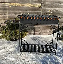 Мангал із дровницею на 12 шампурів 3 мм