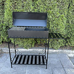 Мангал-барбекю з дровницею на 12 шампурів 4 мм