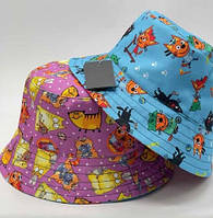 Літня двостороння панама унісекс КОТИКИ (Розмір 50-52,53-54,54-55,56-57), Фуксія/Блакитна