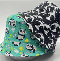 Літня двостороння панама унісекс ПАНДА (Розмір 50-52,53-54,54-55,56-57), Ментол/Чорна